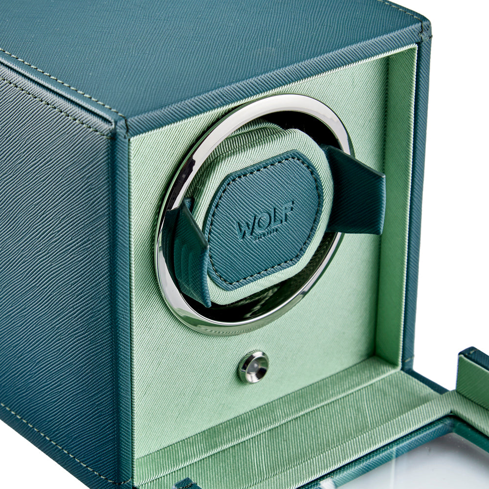 WOLF 1834 Cub Single Watch Winder with Cover – Seltzer Teal/Mint - Image 5