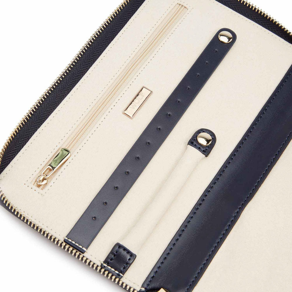 WOLF 1834 Maria Jewelry Portfolio – Navy Leather Travel Case with LusterLoc™ - Image 4