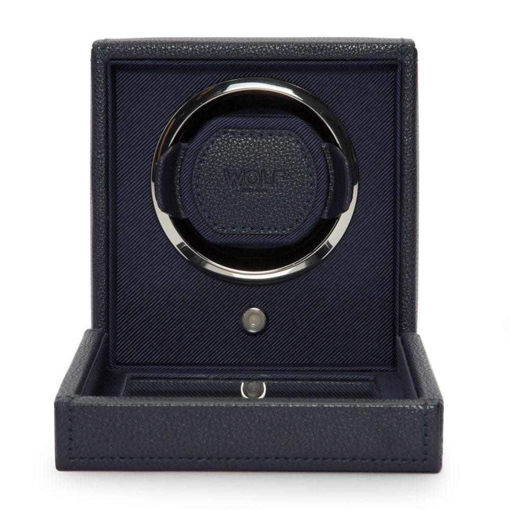WOLF 1834 Cub Single Watch Winder with Cover - Navy Vegan Leather - Image 3