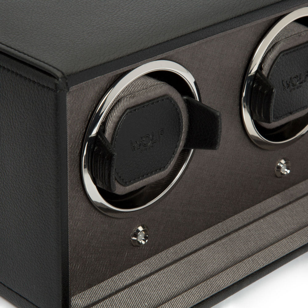 WOLF 1834 Cub Double Watch Winder with Cover – Black (2 Watch Capacity) - Image 5