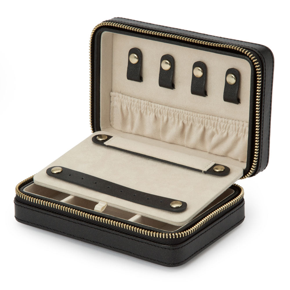 WOLF 1834 Palermo Zip Case – Black Anthracite Jewelry Travel Case - Image 3