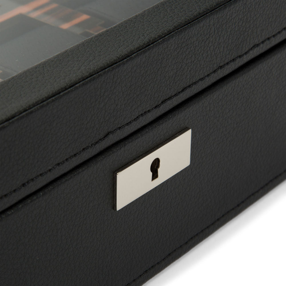 WOLF 1834 Roadster 10-Piece Watch Box - Black Vegan Leather with Ebony Macassar - Image 5