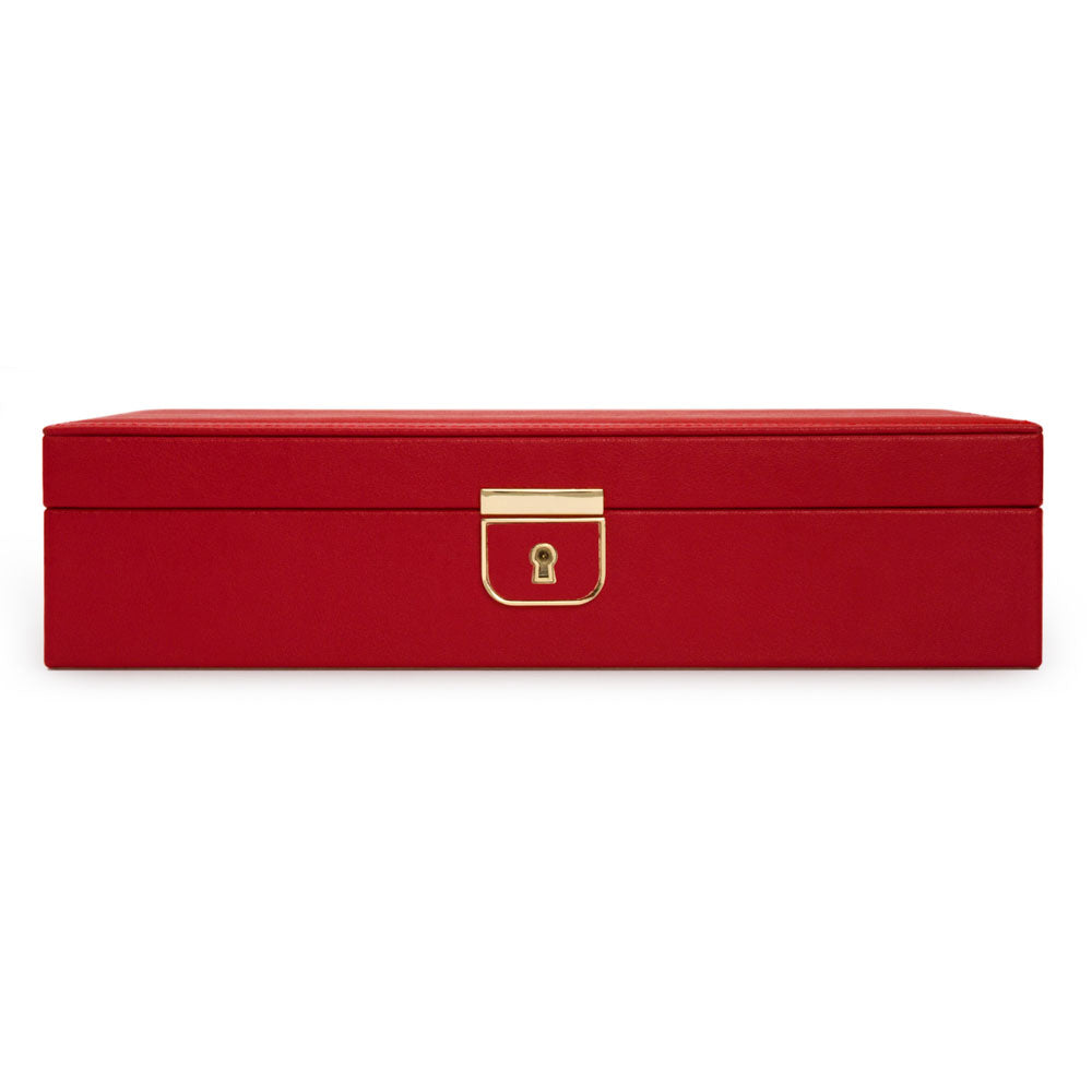 WOLF 1834 Palermo Medium Jewelry Box - Red - 4 Ring Rolls, 6 Compartments, LusterLoc™ Anti-Tarnish Lining - Image 1