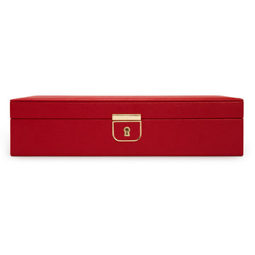 WOLF 1834 Palermo Medium Jewelry Box - Red - 4 Ring Rolls, 6 Compartments, LusterLoc™ Anti-Tarnish Lining - Image 1