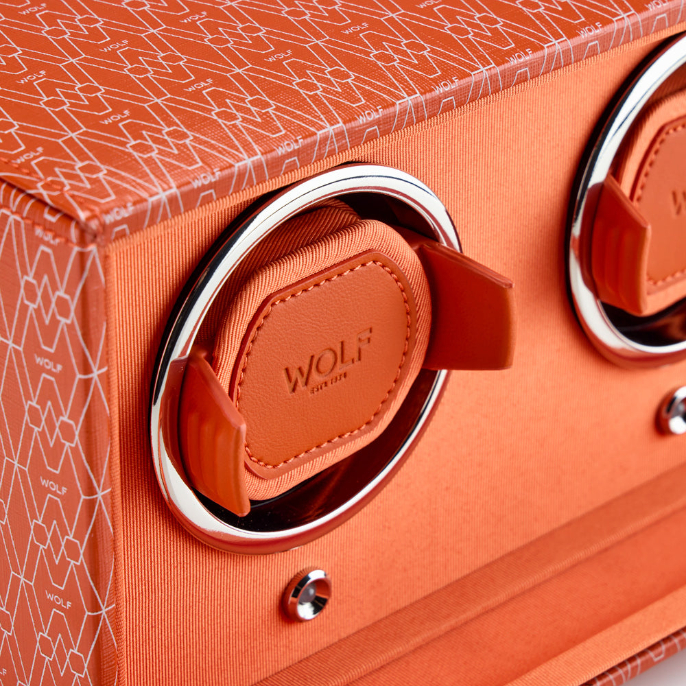 WOLF 1834 Signature Double Watch Winder - Orange (2-Piece Capacity) - Image 5